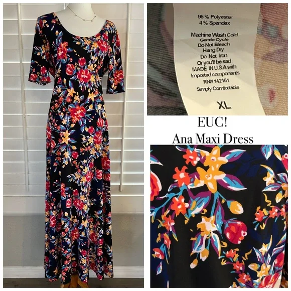 🖤LULAROE • “Ana” Maxi Dress (XL/fits 14-16) - Picture 14 of 16